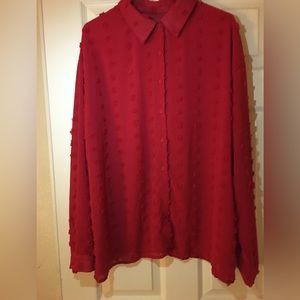Vintage NWT Polyester Red Blouse Long Sleeves. XXL